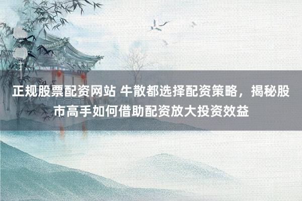 正规股票配资网站 牛散都选择配资策略，揭秘股市高手如何借助配资放大投资效益