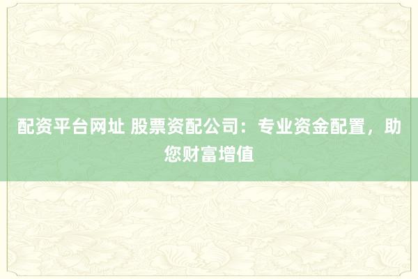 配资平台网址 股票资配公司：专业资金配置，助您财富增值