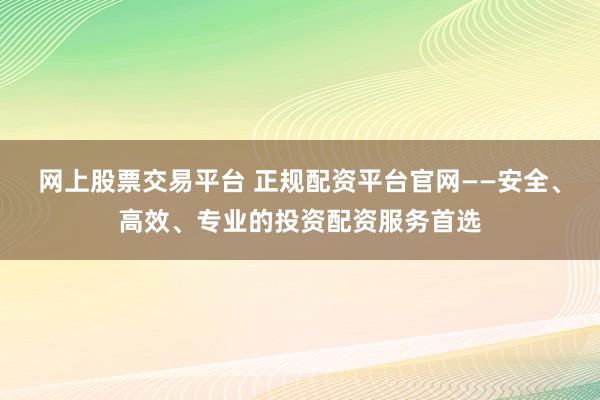 网上股票交易平台 正规配资平台官网——安全、高效、专业的投资配资服务首选
