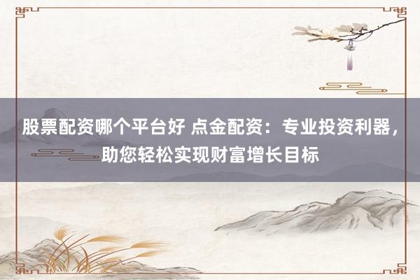 股票配资哪个平台好 点金配资：专业投资利器，助您轻松实现财富增长目标